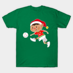 Wales football Christmas elf. Football World Cup soccer T-Shirt